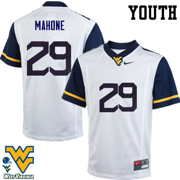 NCAA Youth Sean Mahone West Virginia Mountaineers White #29 Nike Stitched Football College Authentic Jersey MO23Z87DX